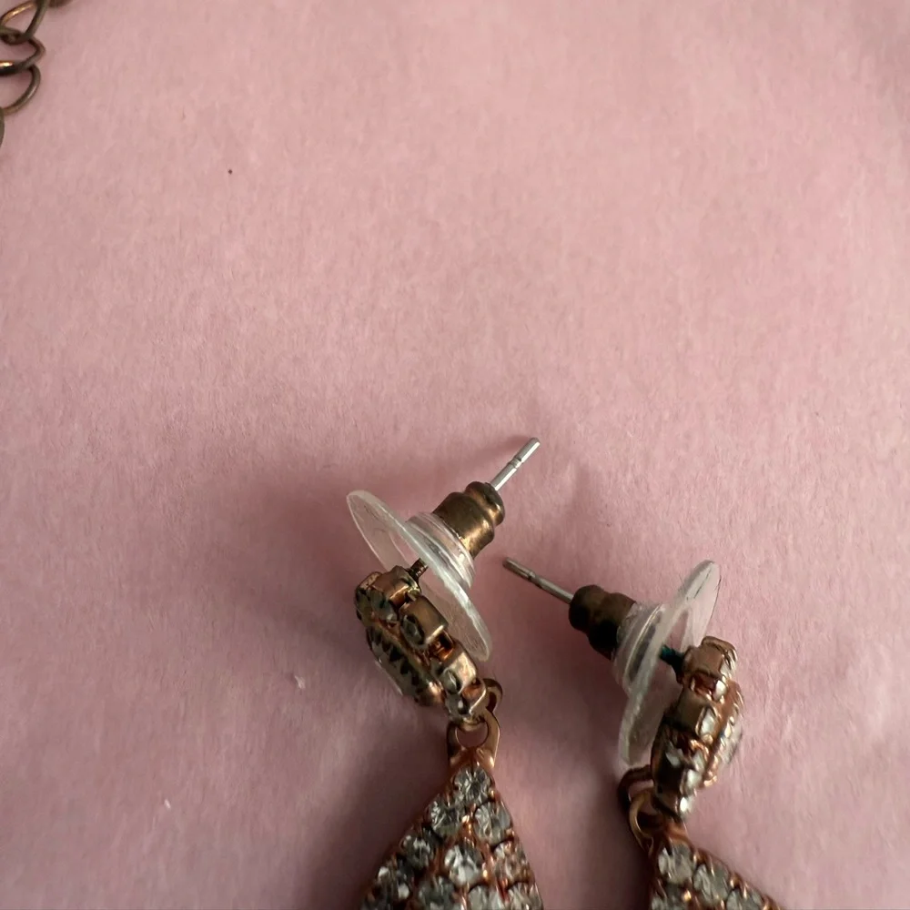 New Marquise Collection Jewelry Rose Gold Necklace/Earrings w/Cubic Zirconias - Picture 8 of 14
